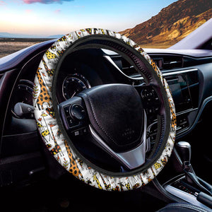 Cartoon Giraffe Pattern Print Car Steering Wheel Cover