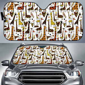 Cartoon Giraffe Pattern Print Car Sun Shade GearFrost