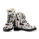 Cartoon Giraffe Pattern Print Comfy Boots GearFrost