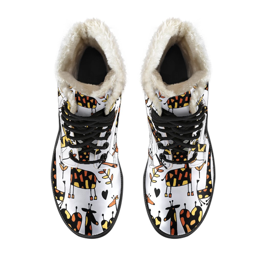 Cartoon Giraffe Pattern Print Comfy Boots GearFrost