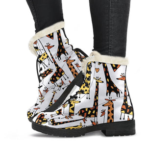 Cartoon Giraffe Pattern Print Comfy Boots GearFrost