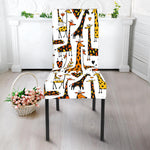 Cartoon Giraffe Pattern Print Dining Chair Slipcover