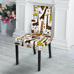 Cartoon Giraffe Pattern Print Dining Chair Slipcover