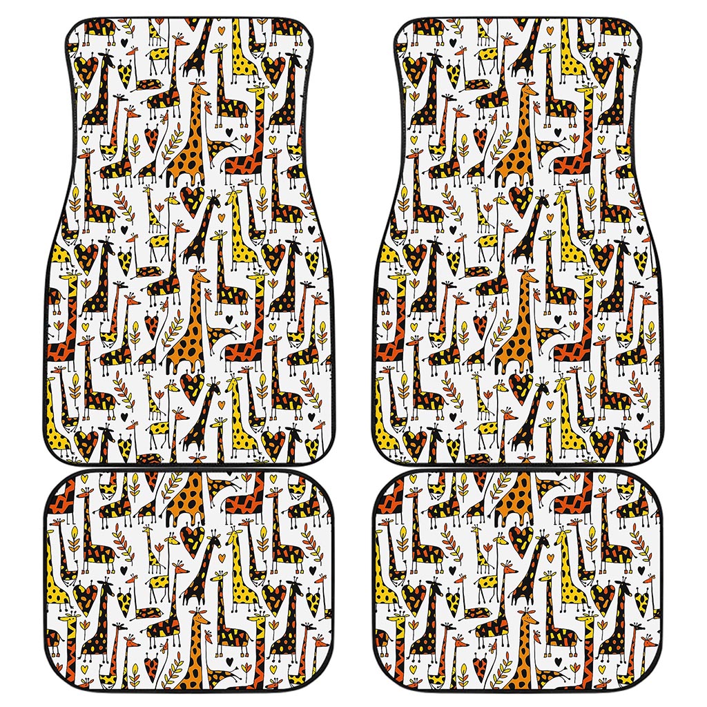 Cartoon Giraffe Pattern Print Front and Back Car Floor Mats
