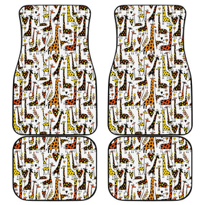 Cartoon Giraffe Pattern Print Front and Back Car Floor Mats