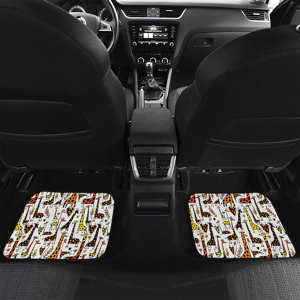 Cartoon Giraffe Pattern Print Front and Back Car Floor Mats