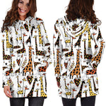 Cartoon Giraffe Pattern Print Hoodie Dress GearFrost
