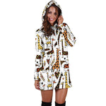Cartoon Giraffe Pattern Print Hoodie Dress GearFrost