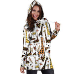 Cartoon Giraffe Pattern Print Hoodie Dress GearFrost