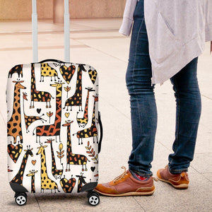 Cartoon Giraffe Pattern Print Luggage Cover GearFrost