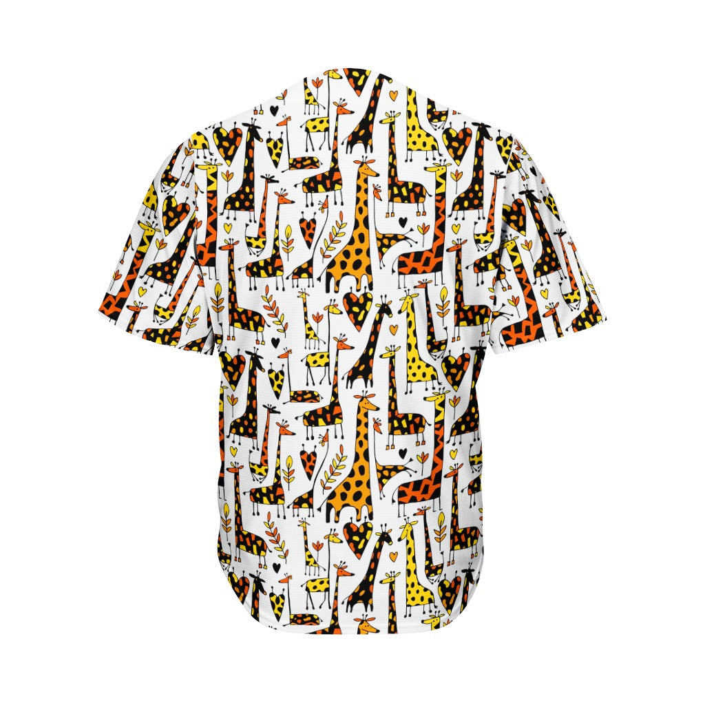 Cartoon Giraffe Pattern Print Men's Baseball Jersey