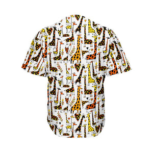 Cartoon Giraffe Pattern Print Men's Baseball Jersey