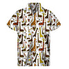 Cartoon Giraffe Pattern Print Men's Short Sleeve Shirt