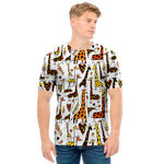 Cartoon Giraffe Pattern Print Men's T-Shirt