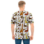 Cartoon Giraffe Pattern Print Men's T-Shirt