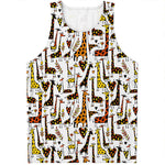 Cartoon Giraffe Pattern Print Men's Tank Top