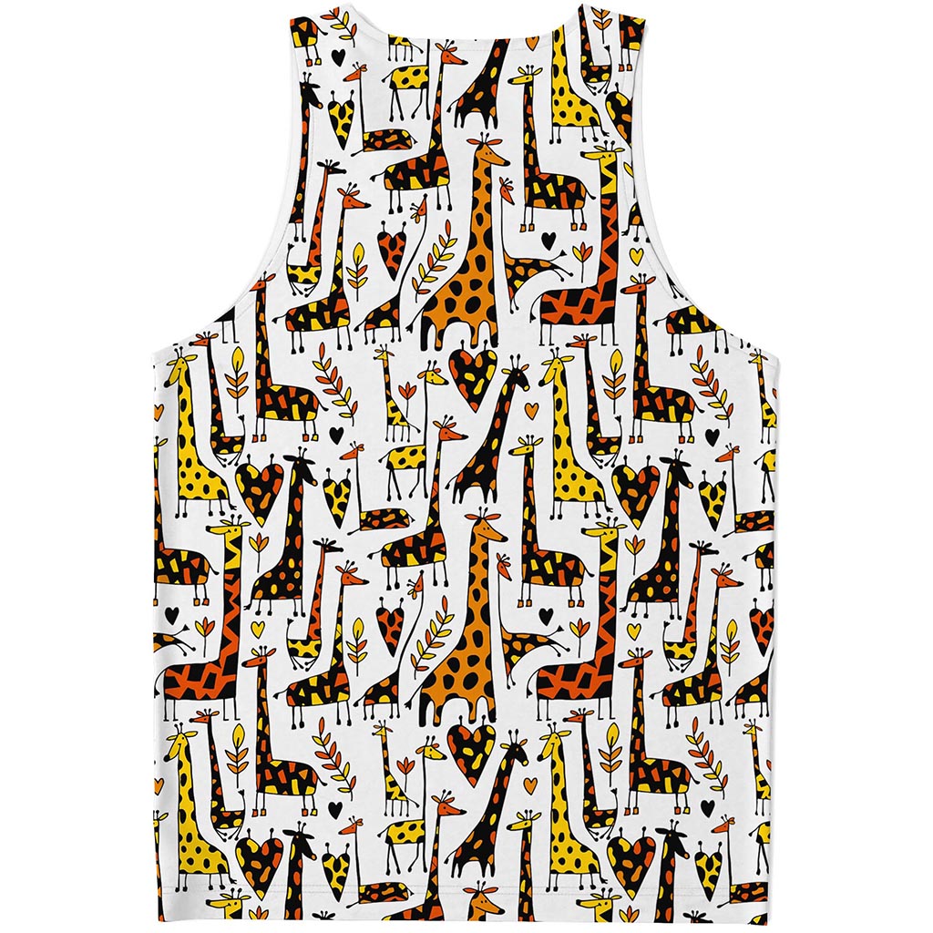 Cartoon Giraffe Pattern Print Men's Tank Top