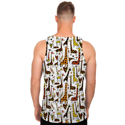 Cartoon Giraffe Pattern Print Men's Tank Top