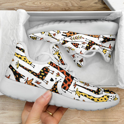 Cartoon Giraffe Pattern Print Mesh Knit Shoes GearFrost