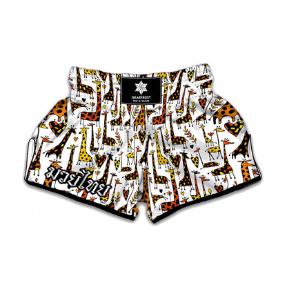 Cartoon Giraffe Pattern Print Muay Thai Boxing Shorts