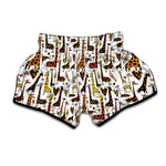 Cartoon Giraffe Pattern Print Muay Thai Boxing Shorts