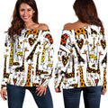 Cartoon Giraffe Pattern Print Off The Shoulder Sweatshirt