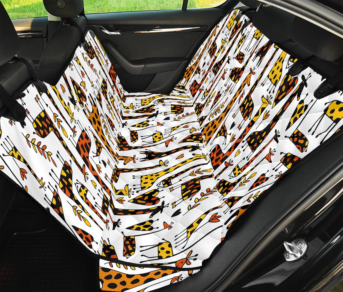 Cartoon Giraffe Pattern Print Pet Car Back Seat Cover