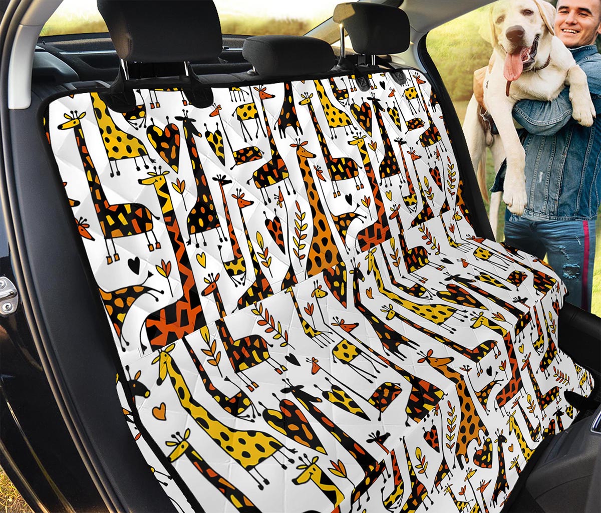 Cartoon Giraffe Pattern Print Pet Car Back Seat Cover