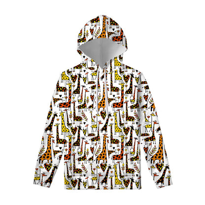 Cartoon Giraffe Pattern Print Pullover Hoodie