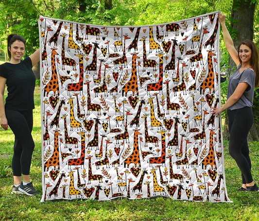 Cartoon Giraffe Pattern Print Quilt