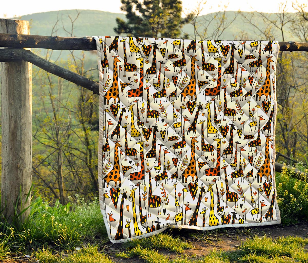 Cartoon Giraffe Pattern Print Quilt