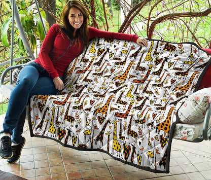 Cartoon Giraffe Pattern Print Quilt