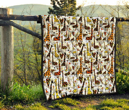 Cartoon Giraffe Pattern Print Quilt