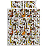 Cartoon Giraffe Pattern Print Quilt Bed Set