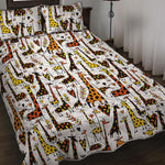 Cartoon Giraffe Pattern Print Quilt Bed Set