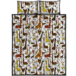 Cartoon Giraffe Pattern Print Quilt Bed Set