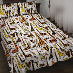 Cartoon Giraffe Pattern Print Quilt Bed Set