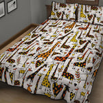 Cartoon Giraffe Pattern Print Quilt Bed Set