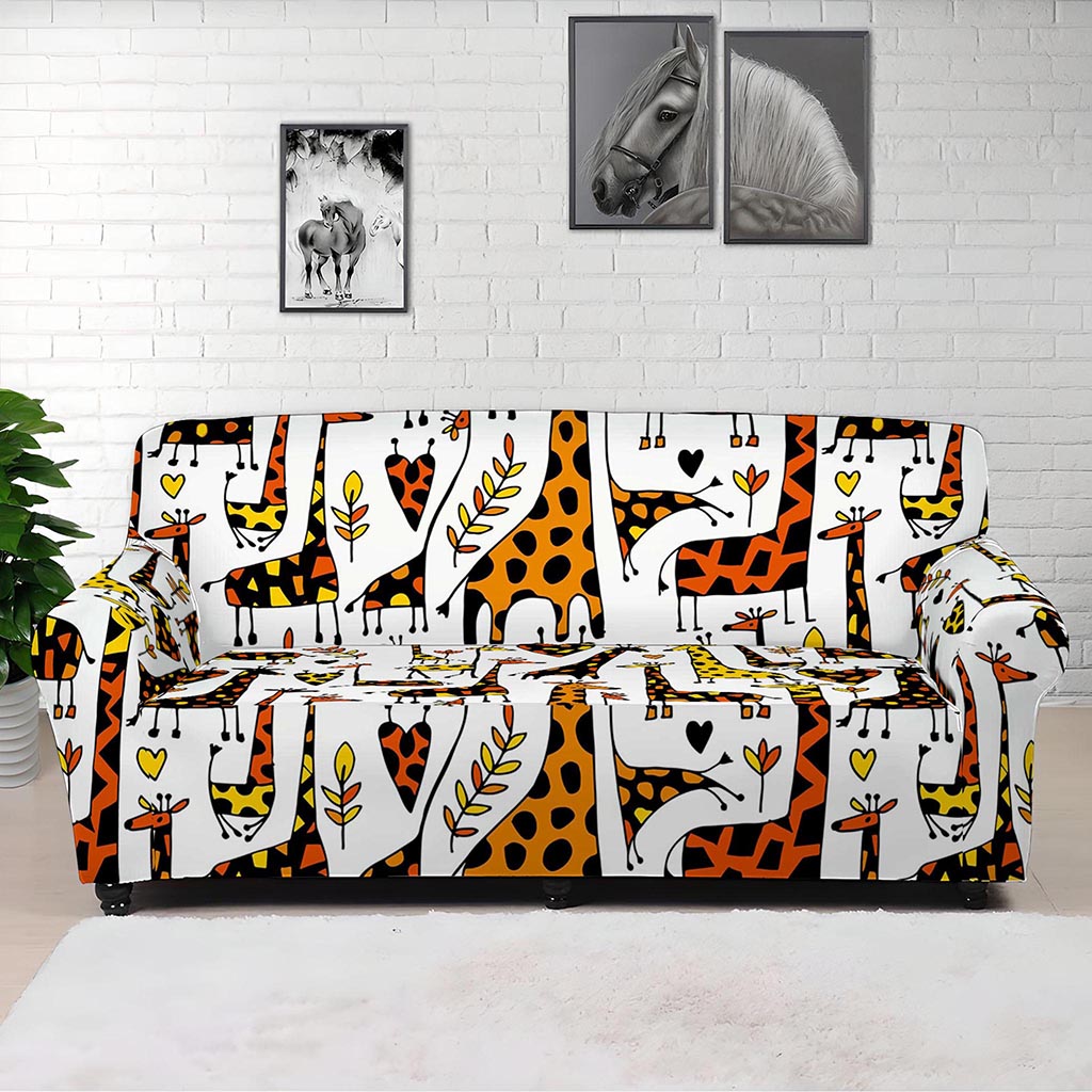Cartoon Giraffe Pattern Print Sofa Cover