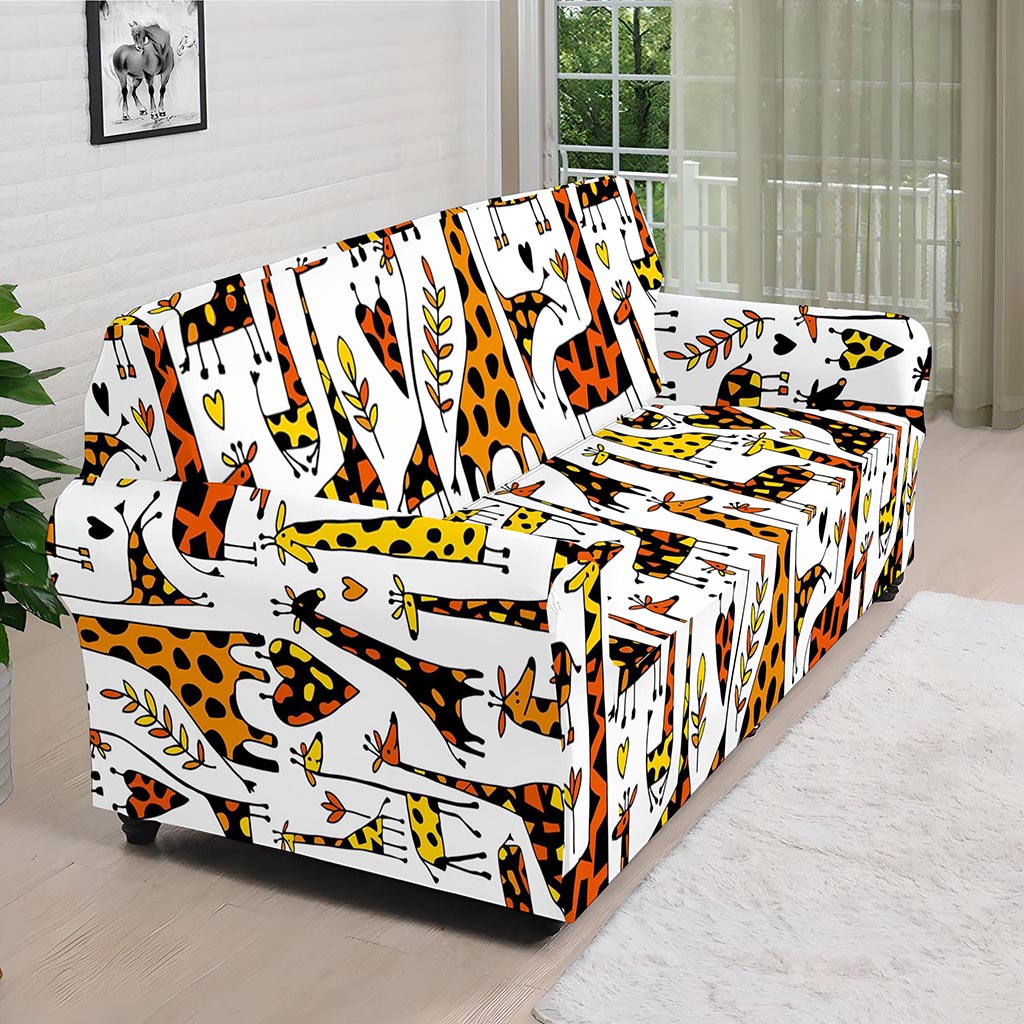 Cartoon Giraffe Pattern Print Sofa Cover