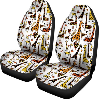 Cartoon Giraffe Pattern Print Universal Fit Car Seat Covers