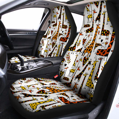 Cartoon Giraffe Pattern Print Universal Fit Car Seat Covers