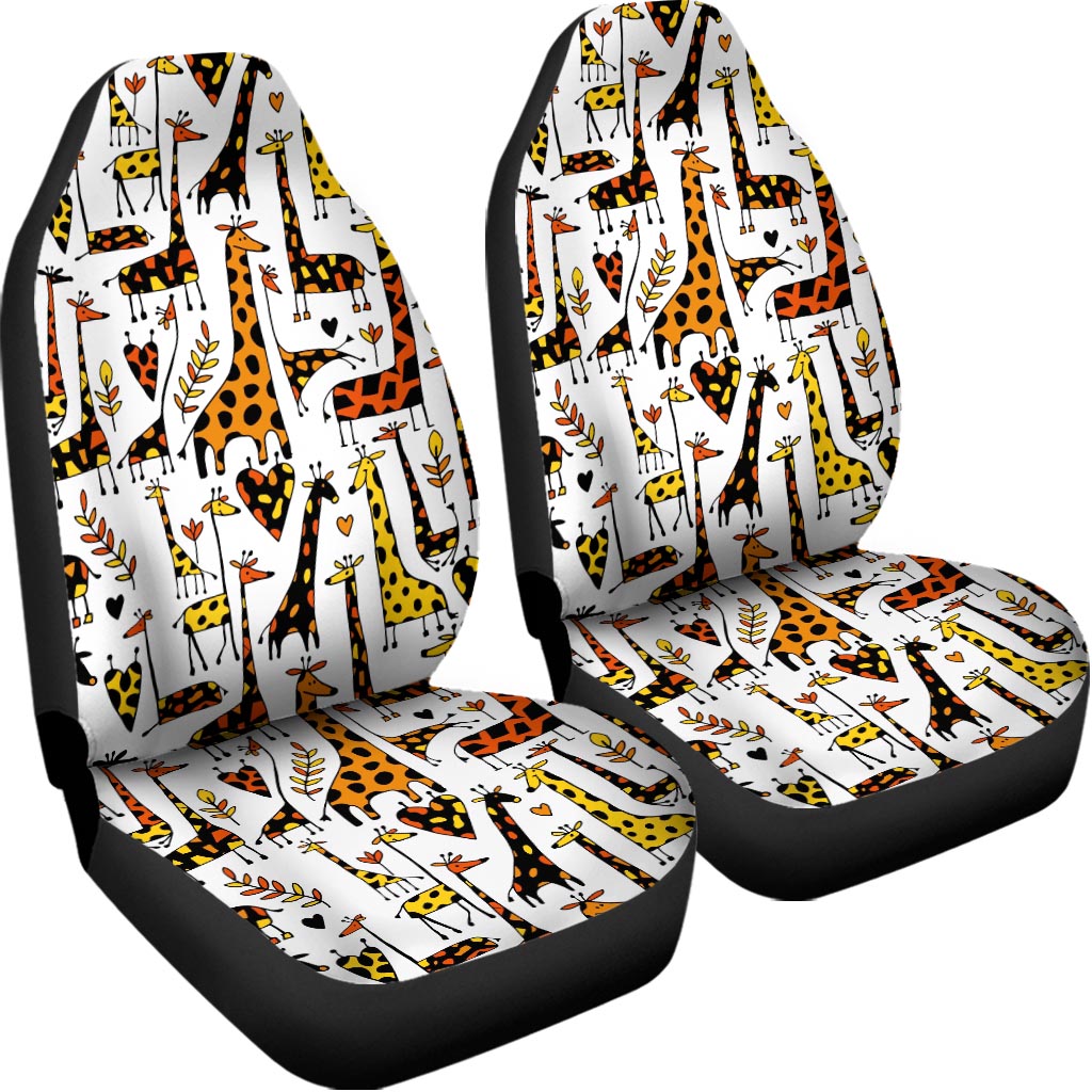 Cartoon Giraffe Pattern Print Universal Fit Car Seat Covers