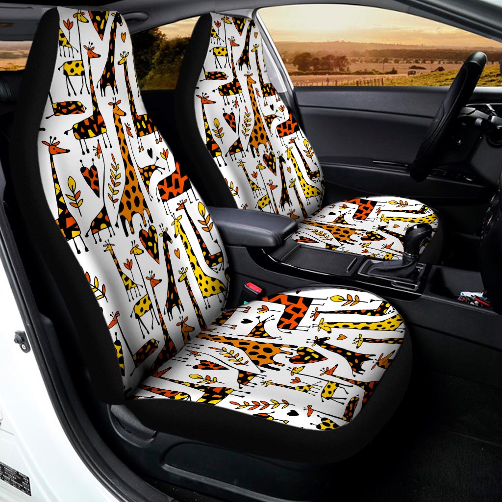 Cartoon Giraffe Pattern Print Universal Fit Car Seat Covers