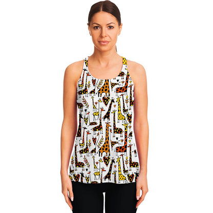 Cartoon Giraffe Pattern Print Women's Racerback Tank Top