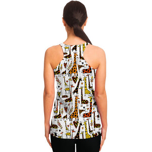 Cartoon Giraffe Pattern Print Women's Racerback Tank Top