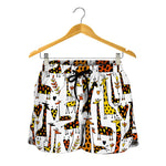 Cartoon Giraffe Pattern Print Women's Shorts