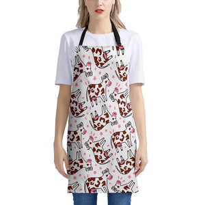 Cartoon Happy Dairy Cow Pattern Print Apron