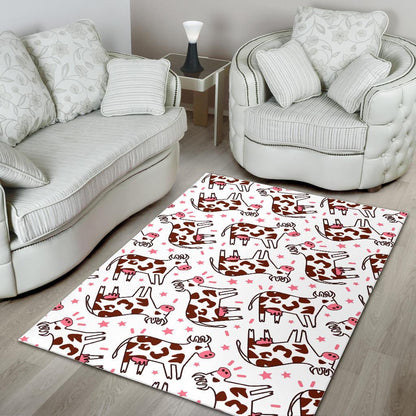Cartoon Happy Dairy Cow Pattern Print Area Rug GearFrost