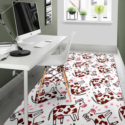 Cartoon Happy Dairy Cow Pattern Print Area Rug GearFrost